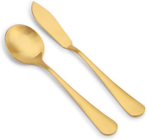 Matte Gold Serving Set - SHARECOOK 5-Piece 18/0 Stainless Steel Hostess Set, Dishwasher Safe