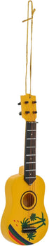 Broadway Gifts 5.4" Yellow Tropical Design Wood Ukulele Ornament Decoration
