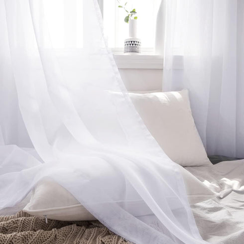 MIULEE Sheer Window Scarf Valance Extra Long Topper Window Treatment, Elegant Curtain Scarves for Party Wedding