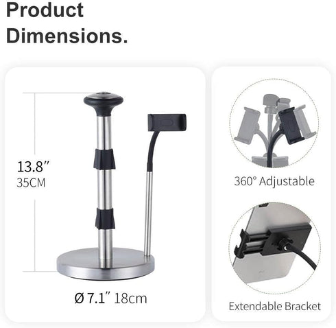 Paper Towel Holder, Standing Weighted Base Non-Slip Stainless Steel Dispenser for Kitchen Countertop and Tabletop