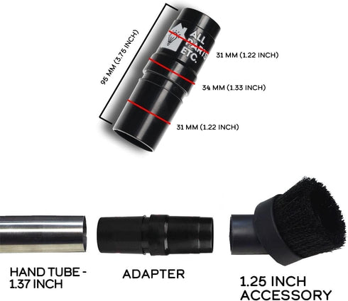 Vacuum Floor Brush Attachment - 14 Inch Brush for 1.25” Vacuum Accessories with Adapters for Shop Vac, Shark, Miele