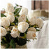 Hawesome 3 Bunches Artificial Silk Roses Buds Realistic Bouquet Arrangement for Wedding Party Centerpieces (Champagne)
