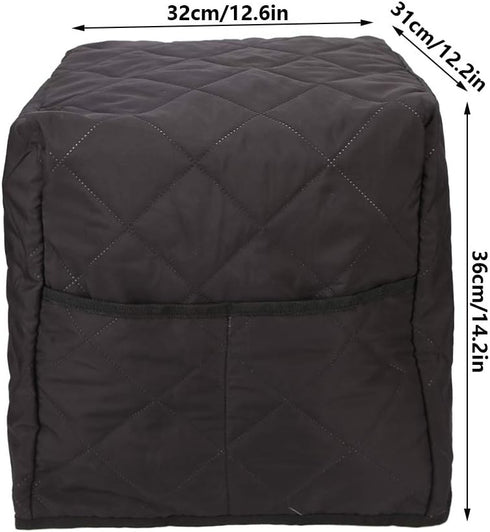 Soft Cotton Coffee Machine Dust Cover, Washable Black Cover for Home Office, 12.6 X 12.2 X 14.2 inch