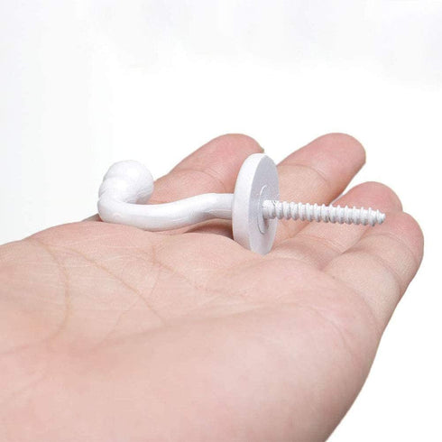 2 Pairs Curtain Hooks for Drapes - European Style White Window Curtain Holdback Hooks, Heavy Duty Wall Mounted