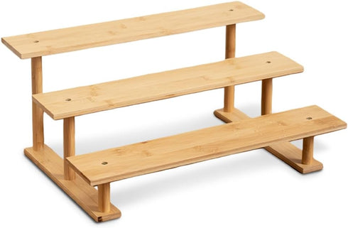 CROISSANT Bamboo and Wood 3 Tier Cupcake Stand, Food Display Risers for
