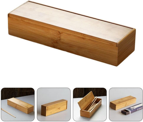 Flatware Wood Tray with Lid, Bamboo Kitchen Cutlery Drawer Organizer, Silverware Storage Container for Tableware