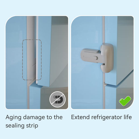 SAFELON 2 Pcs Child Proof Baby Safety Fridge Lock, Protect Refrigerators with Damaged Sealing Strips (Grey)