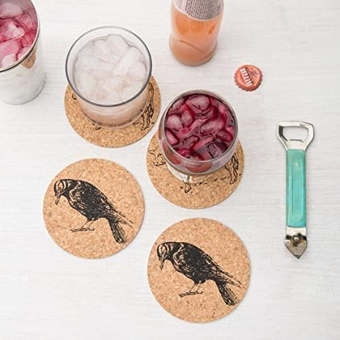 Tebery 20 Pack Round 3.9" Absorbent Cork Coasters for Drinks, Office, Home, 1/5" Thick