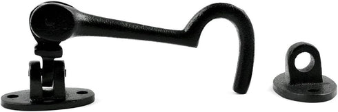 Renovators Supply Manufacturing Door Latch Lock, 4.5 in. Black Wrought Iron Swivel Hook and Eye Latch