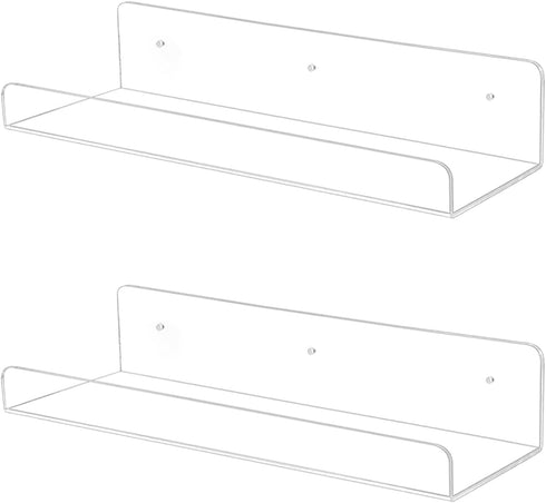TONICE 2 Pack Acrylic Shelves for Wall 15in Floating Shelf Wall Mounted