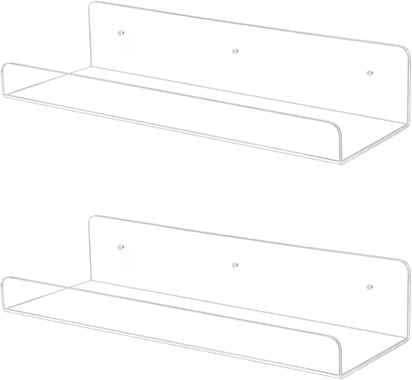TONICE 2 Pack Acrylic Shelves for Wall 15in Floating Shelf Wall Mounted