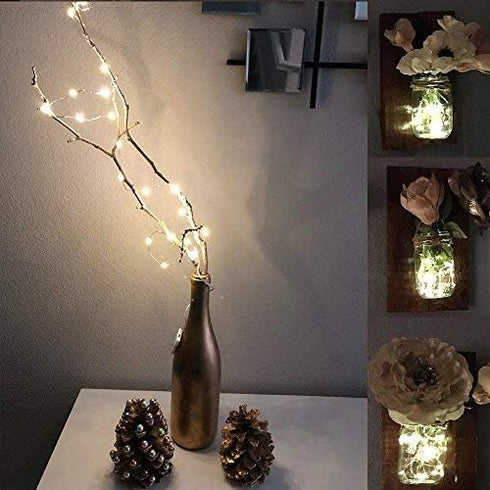 YKB 6 PCS LED Starry Fairy Lights with 20 Micro LEDs on 3.3FT/1m Copper Wire, Warm White, 2xCR2032 Batteries