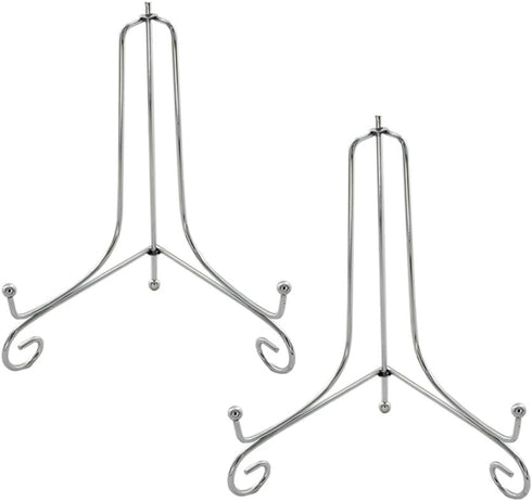 Artliving Metal Plate Stands for Display, 8-Inch Adjustable Easel Holders for Plates, Frames, Cookbooks - Silver