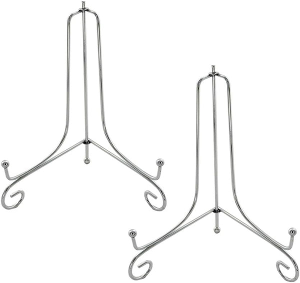 Artliving Metal Plate Stands for Display, 8-Inch Adjustable Easel Holders for Plates, Frames, Cookbooks - Silver