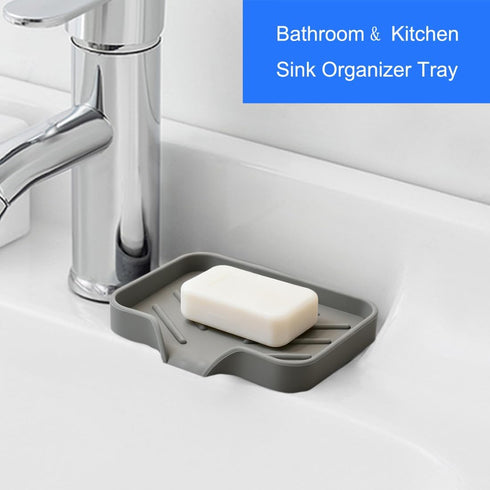 4.7" 3.6") Sponge Holder with Drain Spout, Silicone Sponge Tray for Kitchen Sink, Rubber Soap Dish for Shower Bathroom