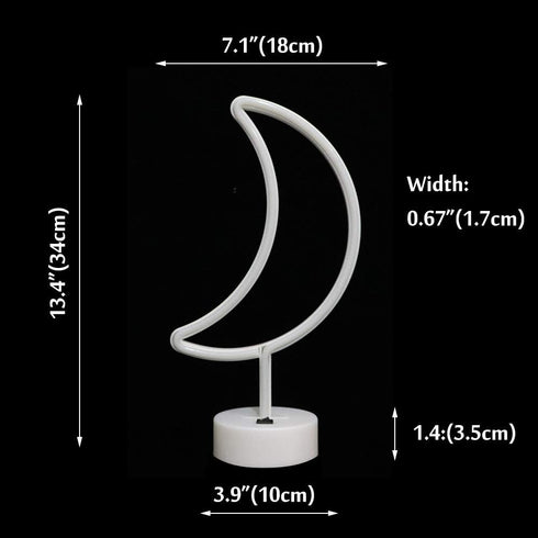 Neon Moon Lights, LED Moon Decor Neon Signs Art Decorations, Crescent Night Lights Lamp for Party Supplies, Kids Gift