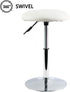 FURWOO Adjustable White Round Vanity Stool - Mini Bar Chair for Salon & Spa