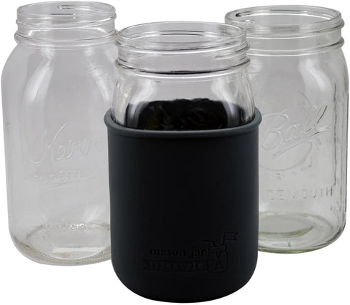 Quart 32oz Silicone Sleeves/Jackets for Protecting Ball, Kerr, Canning Jars by Mason Jar Lifestyle (Charcoal Gray, 2