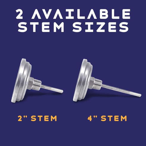 CONCORD 3" Stainless Steel Thermometer for Home Brewing - 4" Stem
