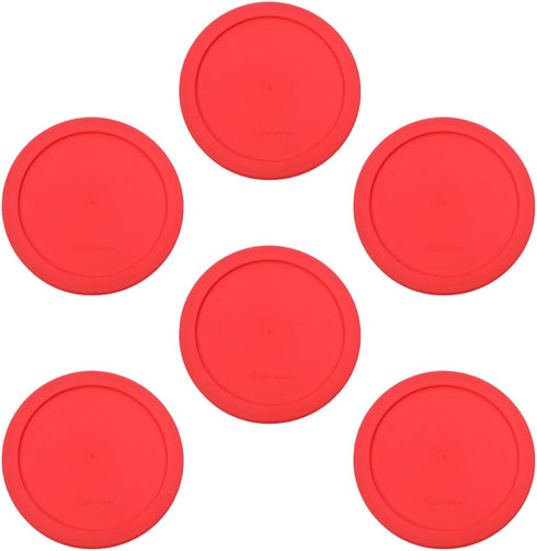 CIBI Food Storage Container Lids (2 Cups, Red - 6PK) for Pyrex and Anchor Round Glass Containers