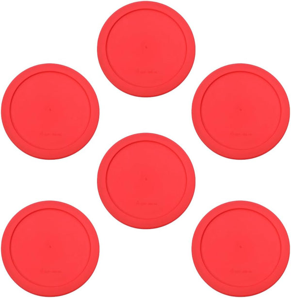 CIBI Food Storage Container Lids (2 Cups, Red - 6PK) for Pyrex and Anchor Round Glass Containers