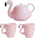WUYIAZHI JointVictory Flamingo Coffee Mugs and Teapot Set 15 Ounce Ceramic Flamingo Cups