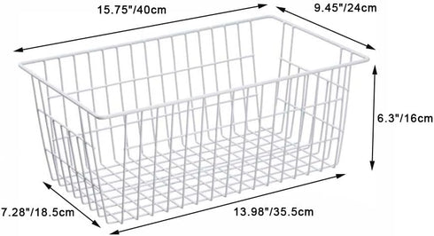 SANNO Wire Freezer Baskets, Storage Baskets for Closet, Refrigerator, Home Office, Bathroom, Pantry Organization - Set