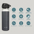 16 oz, VIVA Recharge Grey Insulated Tea & Coffee Mug & Travel French Press Coffee Maker, Brew & Drink From the Same