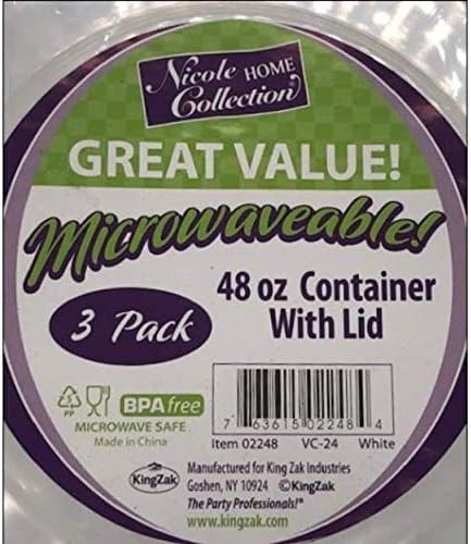 Premium Deep Round White Containers - 9" (Pack of 6) - Stackable & Leak-Proof Design for Meal Prep and Storage