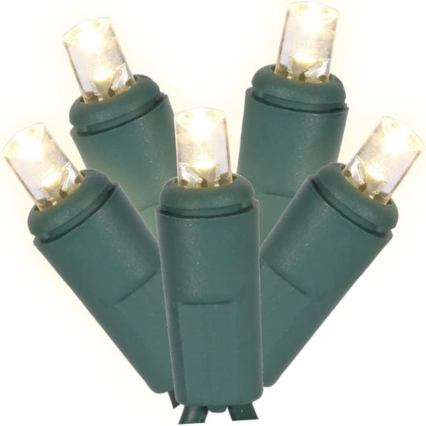 Vickerman 50 Light Warm White Twinkle LED Light Set on Green Wire
