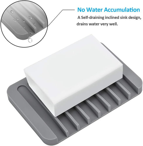 2PCS Mcyye Self Draining Soap Dishes, Premium Silicone Soap Holder for Shower, Bathroom, Easy Clean
