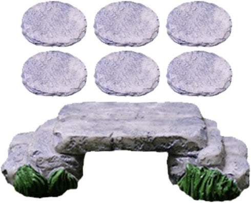 Yardwe Miniature Garden Bridge Statue Set, Micro Landscape Decorations, Stepping Stone DIY Mini Resin Bridge, Bonsai