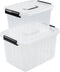 Plastic Bin with Lid - Mixed Size Latching Storage Box, 2 Packs, 6 Quart & 12 Quart