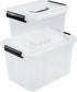 Plastic Bin with Lid - Mixed Size Latching Storage Box, 2 Packs, 6 Quart & 12 Quart