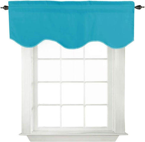 Turquoize Teal Valance Curtains, 52" x 18" Short Window Curtain Valance for Kitchen, Blackout Thermal Insulated