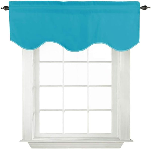Turquoize Teal Valance Curtains, 52" x 18" Short Window Curtain Valance for Kitchen, Blackout Thermal Insulated