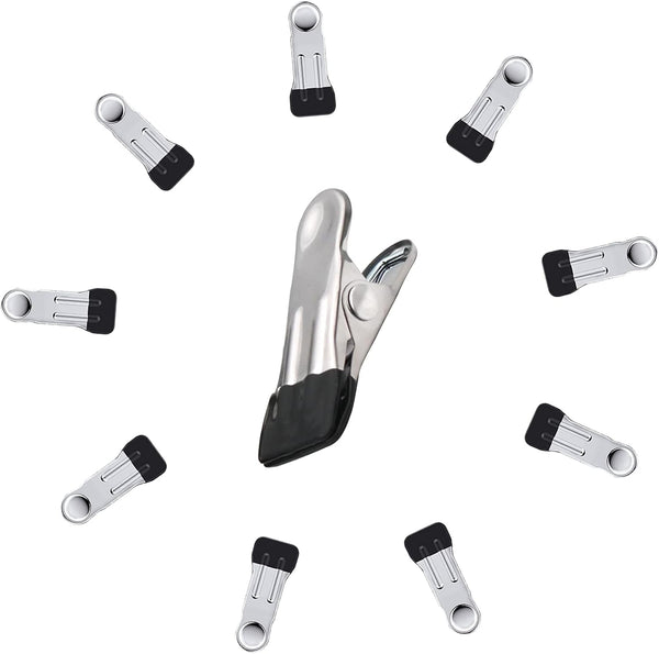 10PCS Small Stainless Steel Clothes Pins - Anti Rust Metal Laundry Grip Clips, Multipurpose Clothespins
