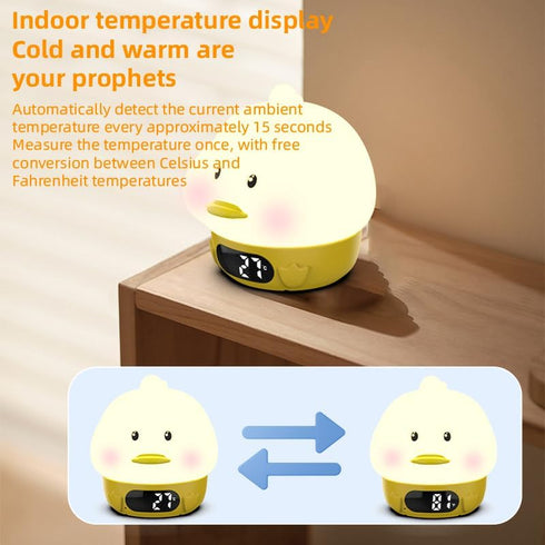 RUISHINE Alarm Clock Lights for Kids-Duck Night Lights,Temperature Display,RGB Color Changing, Wake up Timer