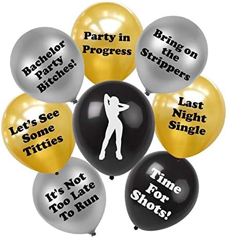 BroSash Bachelor Party Balloons, Pack of 16 Funny Supplies and Decorations for Bachelorette Party