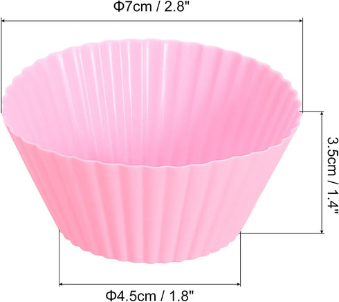uxcell 18Pcs Silicone Cupcake Liners, Non-Stick Baking Cups, for Cooking Eggs, Baking Muffins and Make a Cake(Pink) by uxcell