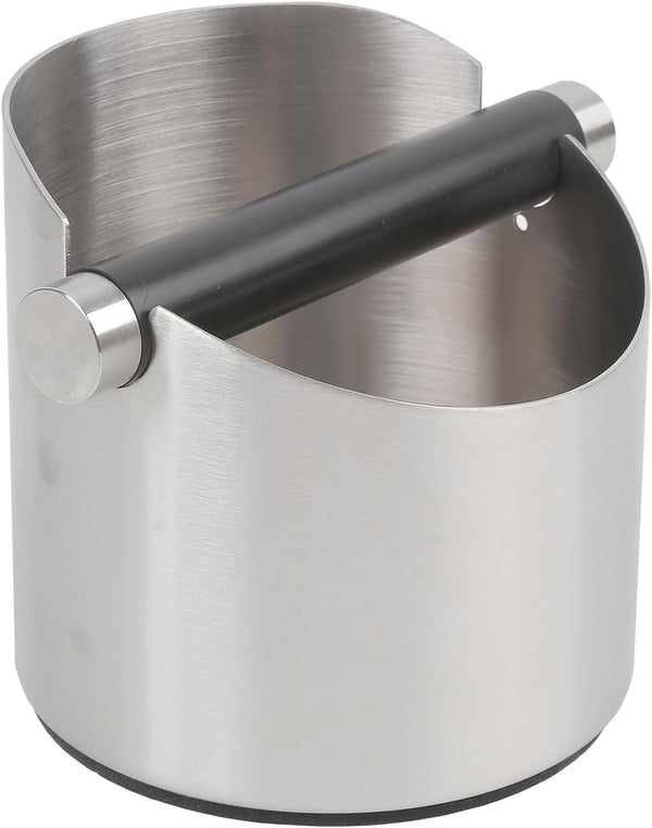 Stainless Steel Italian Espresso Tapping Box with Detachable Rod & Anti-Slip Rubber Base (Silver-S)
