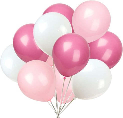 KADBANER White Light Pink Rose Red Balloons, 100 Pack, 12 Inch Latex