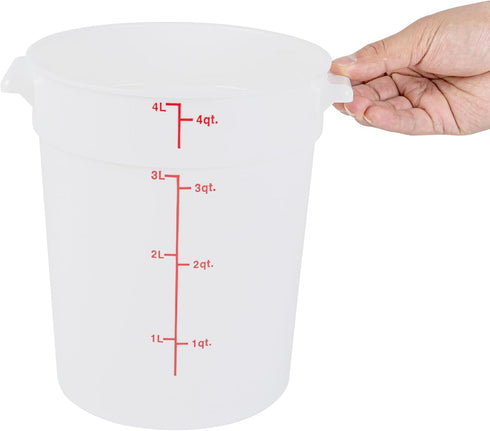 Restaurantware-Met Lux 4 Quart Food Storage Container, 1 White Container - Lids Sold Separately, Red Volume Markers
