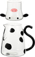 1 Set Glass Carafe Pitcher with Glass Mug, Cute Cow Glass Tea Pitcher Kettle, 550ml Night Water Carafe
