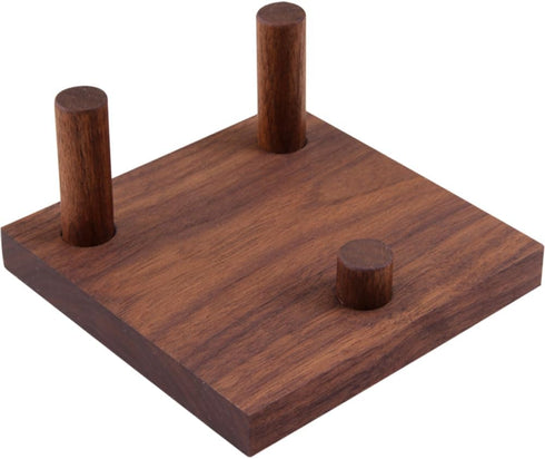 Walnut Crystal Display Stand, Three-Peg Display Easel for Fossil Coral Geodes, Rock Mineral Agate