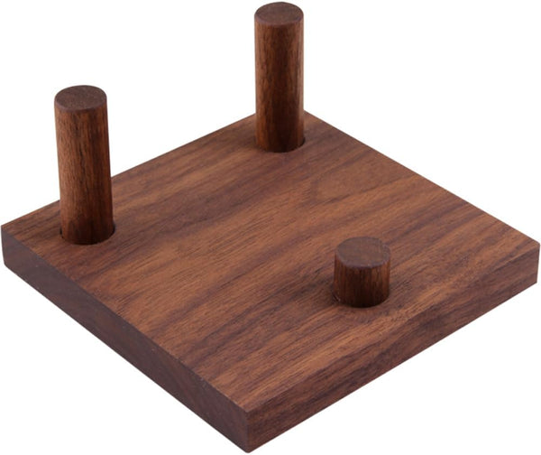 Walnut Crystal Display Stand, Three-Peg Display Easel for Fossil Coral Geodes, Rock Mineral Agate