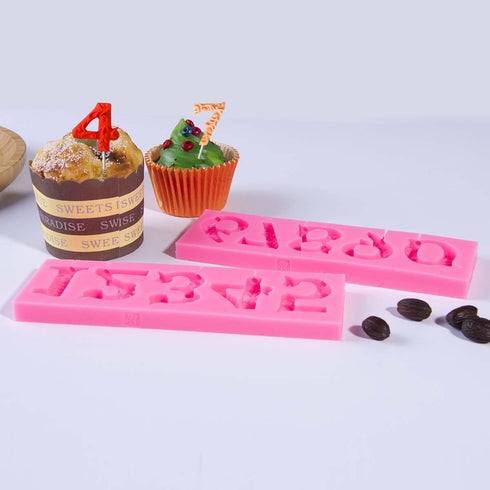 OBTANIM 3D Embossed Silicone Fondant Chocolate Mold Number 0-9 with Stick Hole for DIY Birthday Cake Decorating