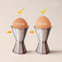 Set 2 NobleEgg Universal Egg Cups and Spoons for Soft Boiled Eggs, All Chicken Egg Sizes | Stainless Steel |
