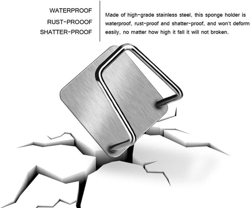 Sponge Holders for Kitchen Sink - Adhesive Stainless Steel Rust Proof Waterproof Sink Caddy, Quick Drying