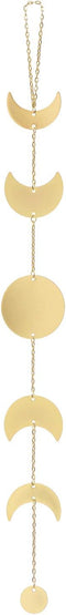 Mkono Moon Phase Wall Hanging Metal Boho Decor, Vertical Chic Moon Garland for Bedroom Living Room Office, Gold